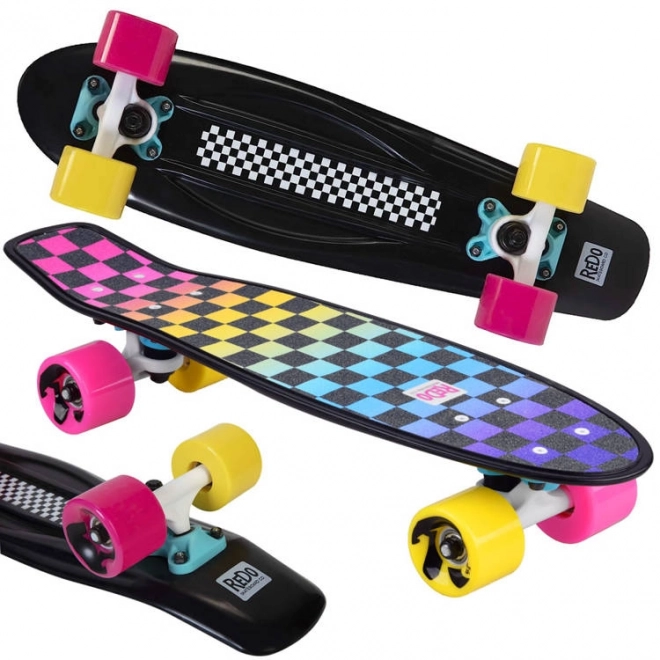 Pennyboard rétro coloré à motif damier