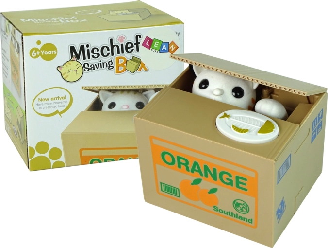 Tirelire Boîte à argent Chat apprend à économiser Orange