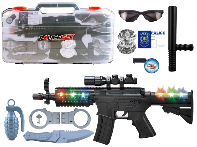 Set de police dans une valise Effets Fusil lumineux et sonore