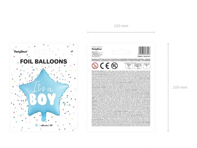 Ballon en aluminium étoile "C'est un garçon" bleu 48 cm