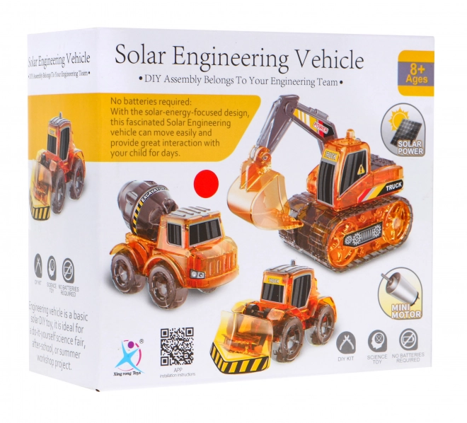 Kit éducatif de véhicules de construction solaires 3 en 1 pour enfants Pelle Chargeuse à béton Bulldozer