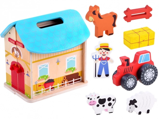 Maison pliante en bois avec ferme d'animaux