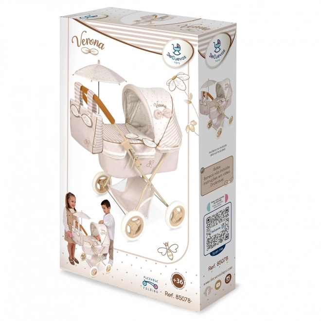 Poussette pliable pour poupées avec pare-soleil et sac Verona 60 cm