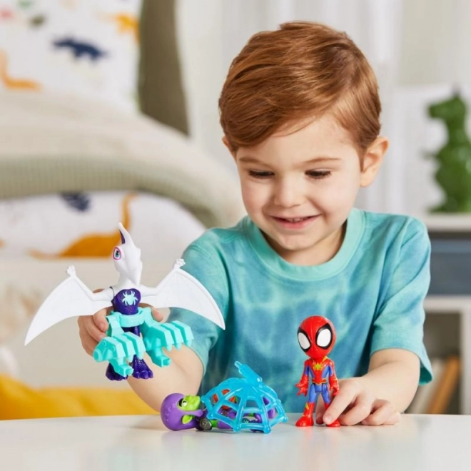 Spider-man spidey et ses amis incroyables figurine avec dinosaure et accessoires