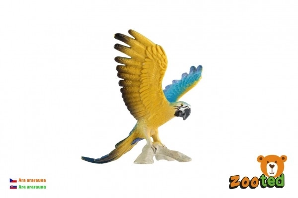 Ara ararauna plastifiée 9cm en sachet