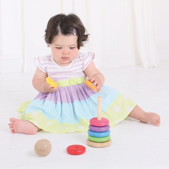 Jouet empilable en bois arc-en-ciel pour enfants