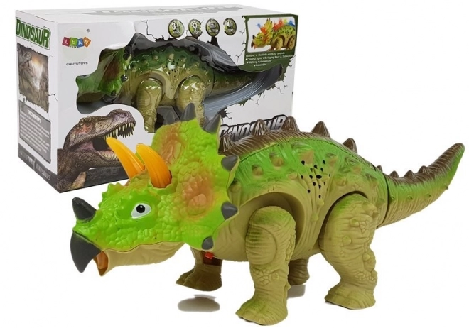 Dinosaure à piles Triceratops vert