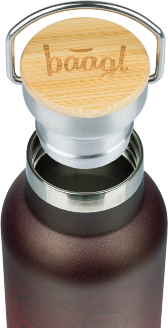 BAAGL Bouteille isotherme avec bouchon en bambou Dégradé rouge-noir