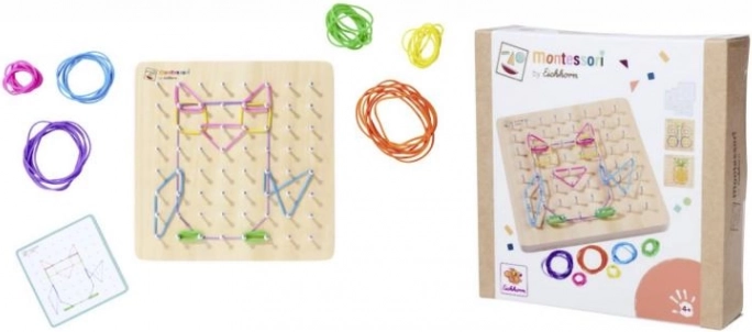 Planche géométrique Montessori avec élastiques colorés