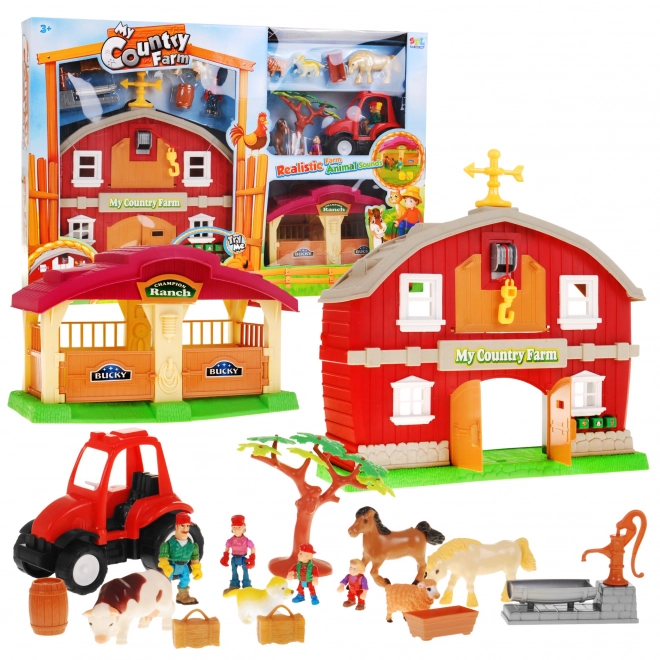 Ferme pour enfants Grange avec sons + tracteur - 18 pièces