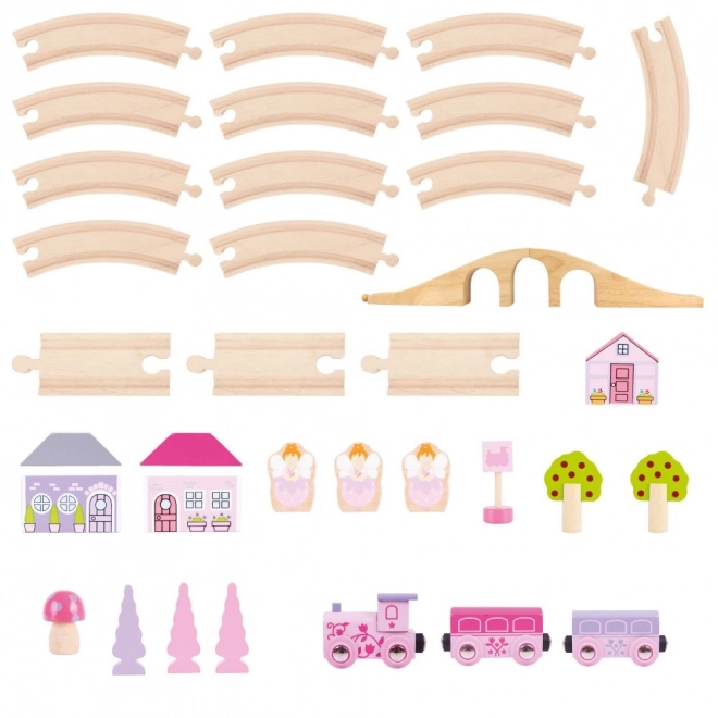 Bigjigs Rail Circuit de train en bois en huit pour princesses 35 pièces