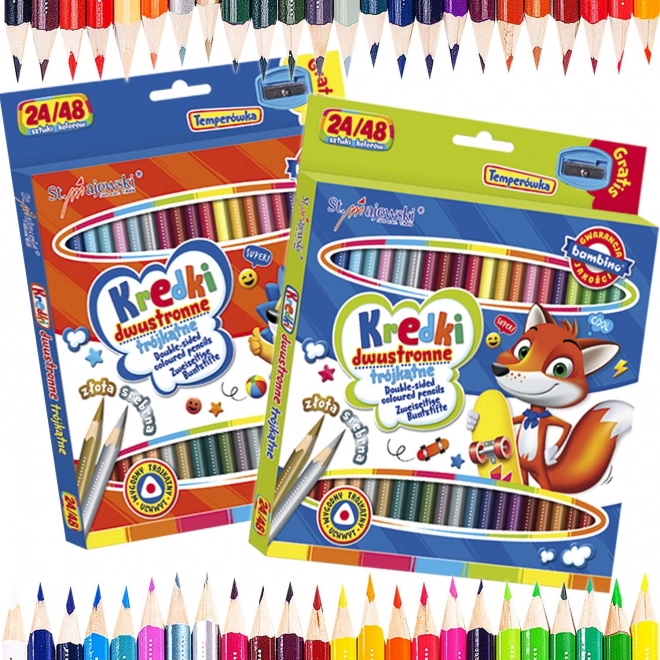 Crayons triangulaires réversibles avec taille-crayon Bambino - 24 pièces