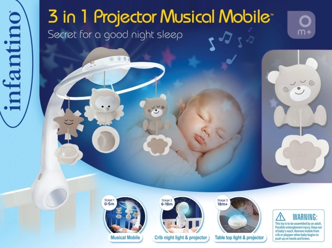 Mobile musical 3-en-1 Infantino – beige