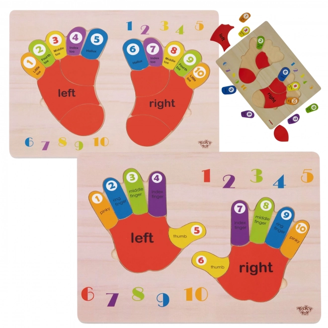 Puzzle éducatif en bois mains et pieds