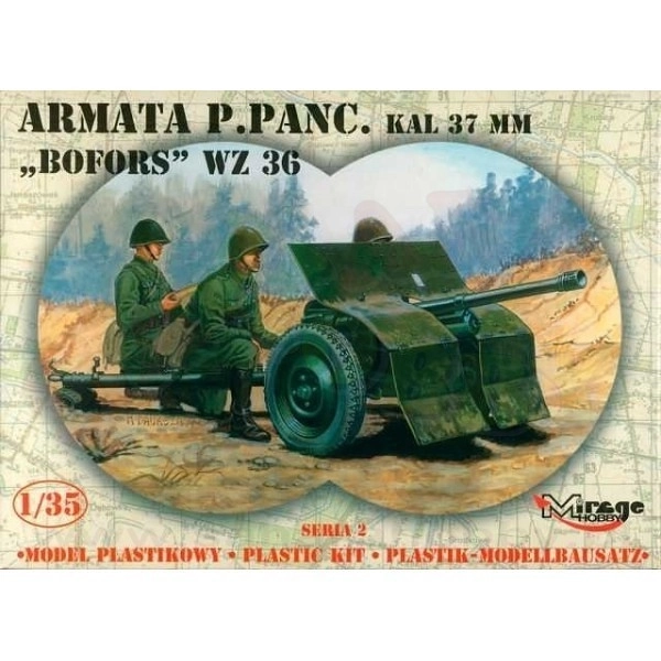 Maquette en plastique d'un canon antichar de 37mm Bofors WZ.36
