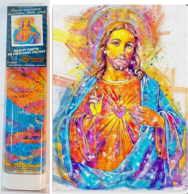NORIMPEX Peinture diamantée Jésus illuminé 30x40cm