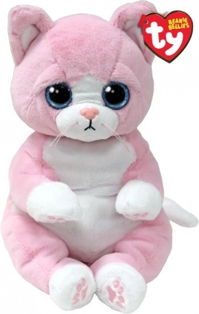 Peluche TY Beanie Bellies chat rose 24 cm