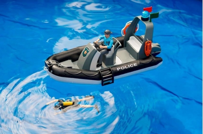Bruder Bateau de police avec policier et plongeur