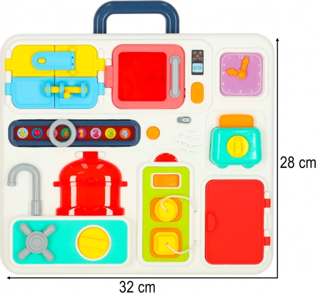 Tableau Montessori avec éléments de cuisine et apprentissage de l'heure