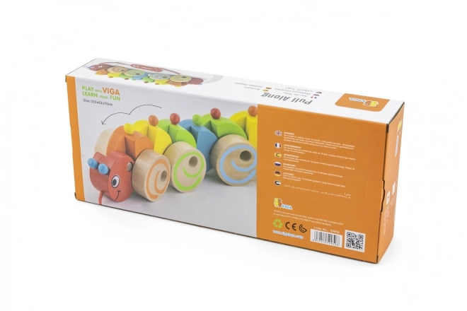 Chenille à tirer en bois