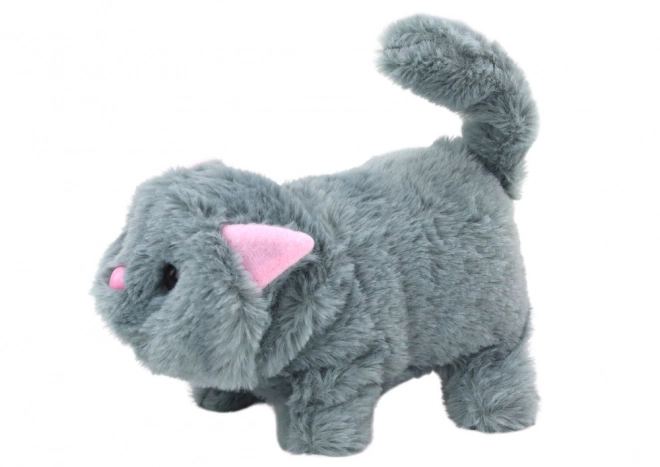 Chat en peluche interactif gris