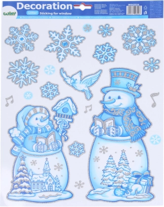 Décoration de fenêtre Bonhommes de neige 41 × 29 cm – Noël