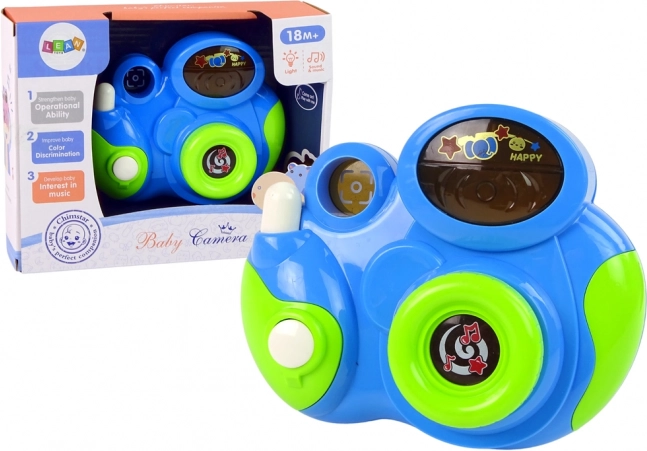 Appareil photo interactif pour enfants – lumières et sons, bleu