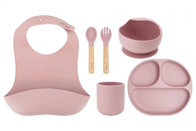 Set de vaisselle en silicone pour enfants MoMi AMI rose