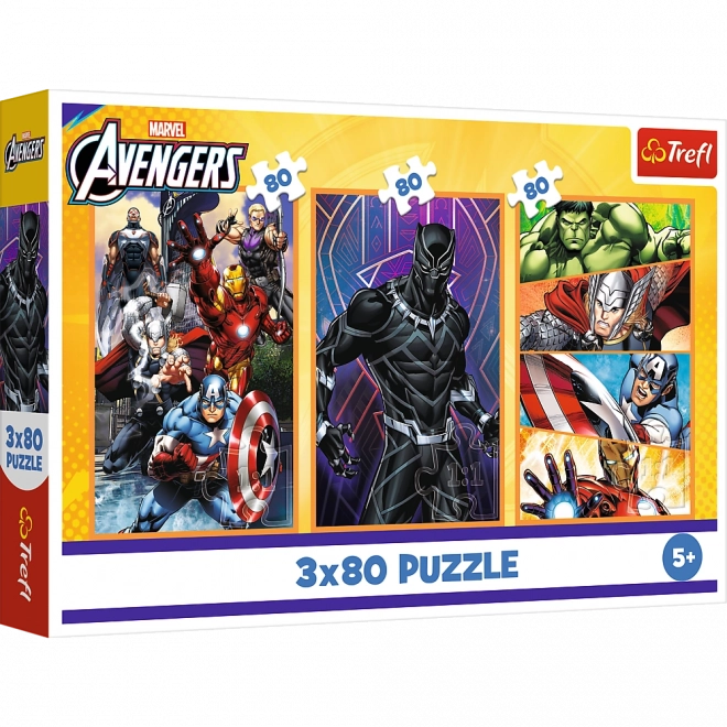 Puzzle 3x80 Journées d’Action - Disney Marvel Avengers