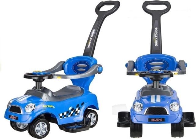 Porteur avec tige de guidage et barrières de sécurité – bleu