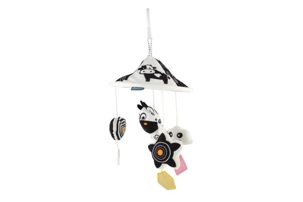Mobile au-dessus du lit animaux en peluche noir et blanc dans une boîte 30x22x5,5cm 0+