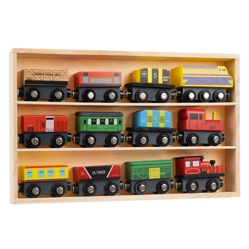 Trains en bois avec wagons - 3 locomotives et 9 wagons