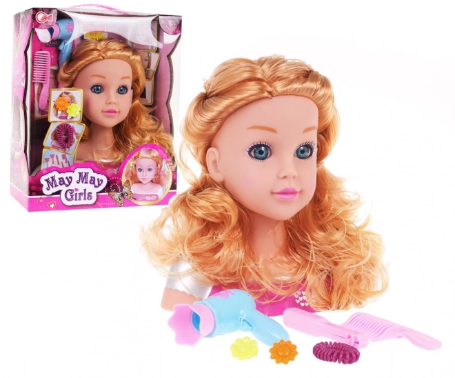 Tête de stylisation blonde + accessoires