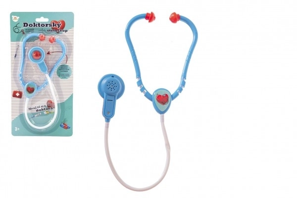 Stéthoscope en plastique 53 cm pour docteur/médecin avec lumière et son à piles sur carte 17x34x3cm