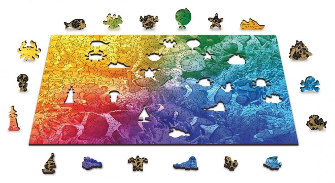 Puzzle en bois poissons tropicaux deux fois différemment