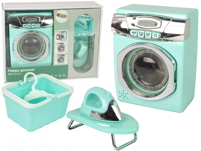 Grand ensemble - lave-linge, panier à linge, planche à repasser