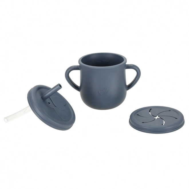 Set de vaisselle en silicone bleu foncé Écureuil - 9 pièces