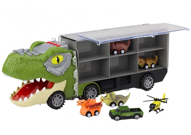 Camion de Transport de Dinosaures 6ks Lumières Sons Vert