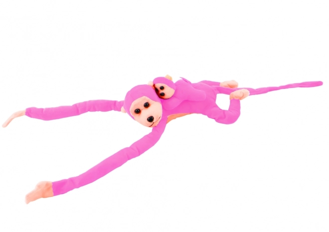 Singe en peluche avec petit bébé rose 90 cm