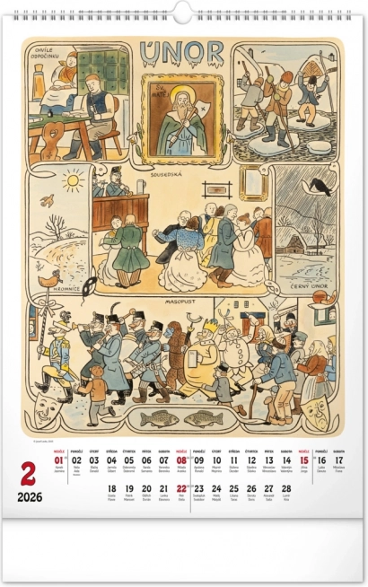 Calendrier mural Josef Lada 2026