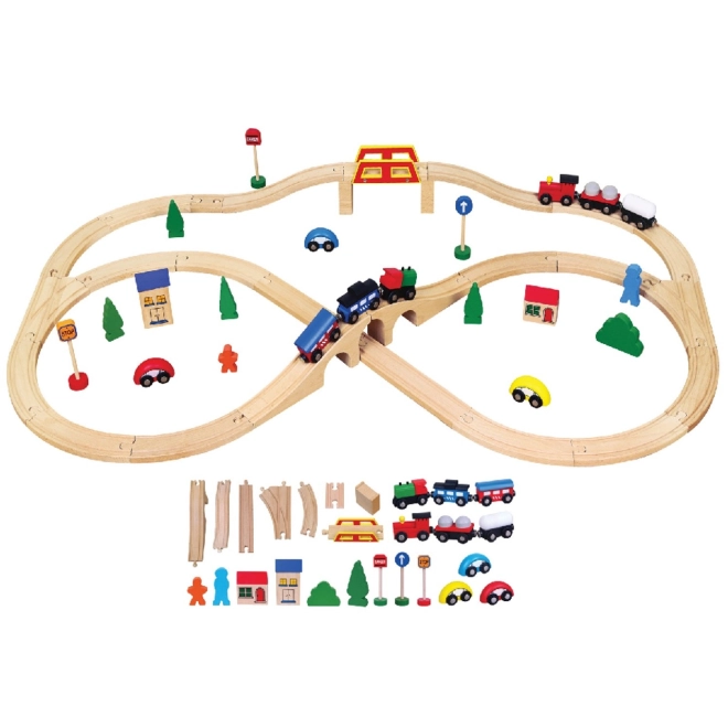 Viga Circuit de train en bois 49 pcs