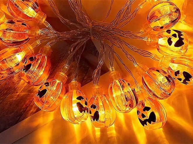 Guirlande suspendue LED citrouille pour Halloween