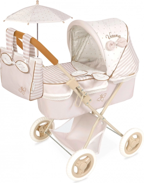 Poussette pliable pour poupées avec parasol et sac Verona 60 cm