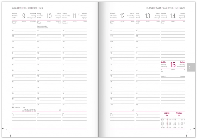 Agenda hebdomadaire Aprint 2025, noir, 15 × 21 cm