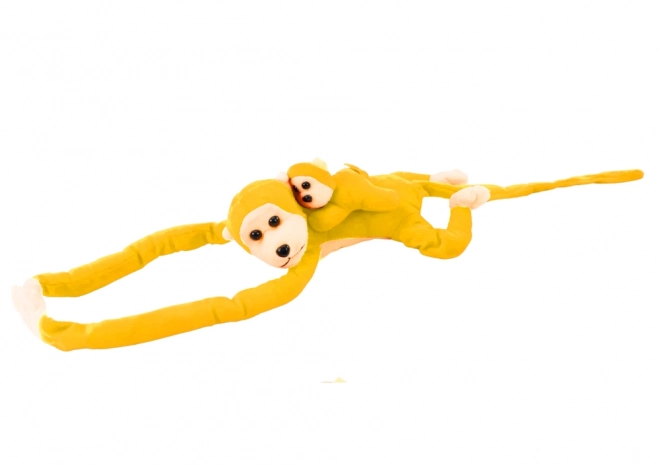 Singe en peluche avec bébé jaune 70 cm