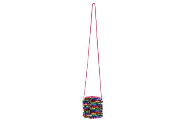 Sac à main avec sequins colorés changeant en tissu rose 11x12cm en sachet