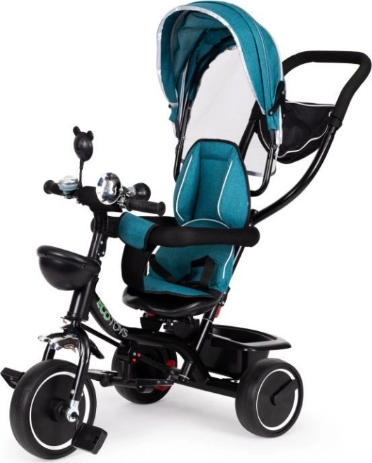 ECOTOYS Tricycle avec toit et barre de direction vert-bleu