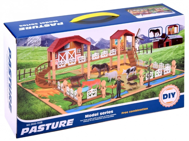 Grand ensemble Ferme sur le pâturage animaux