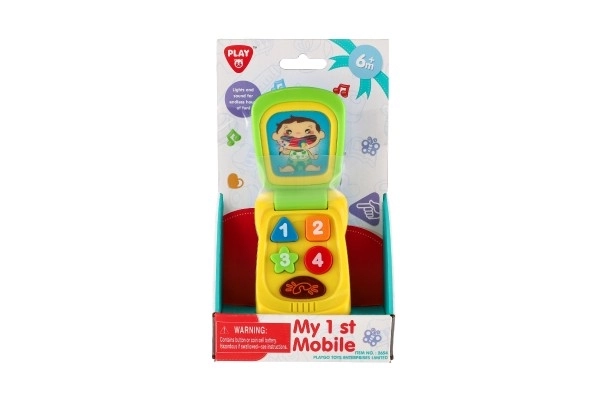 Téléphone mobile plastique 14cm avec pile avec son et lumière sur carte 11x20x5,5cm 18m+