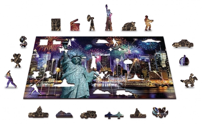 Puzzle en bois New York nocturne 2 en 1